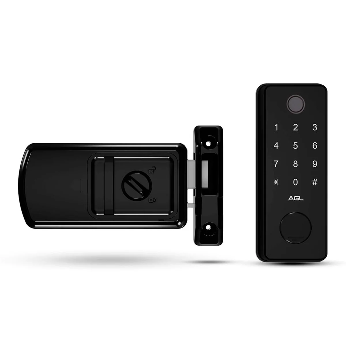 Fechadura Digital Preta Abertura Biometria Chave Senha Wi-Fi RX500 AGL - imagem 1
