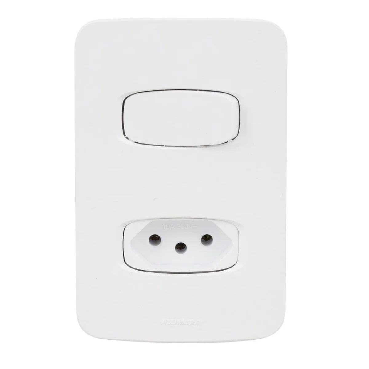 Conjunto Interruptor Simples + Tomada 2P+T 10A 4x2 Branco Gracia - imagem 1