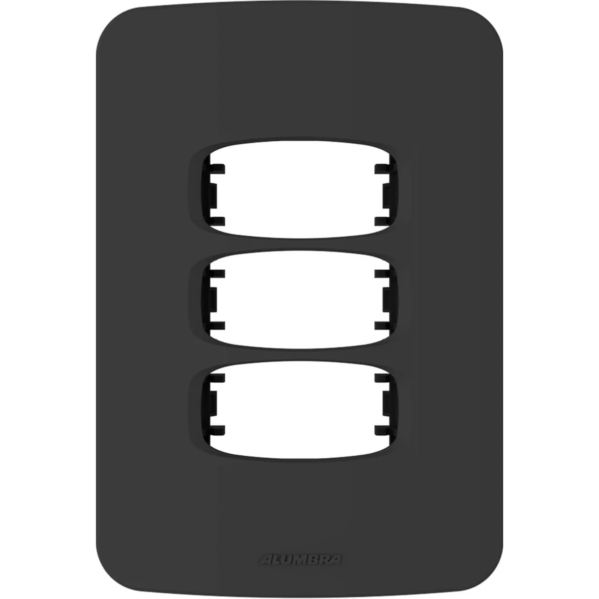 Placa 3 Postos 4x2 com Suporte Preta Gracia Maxx - imagem 1