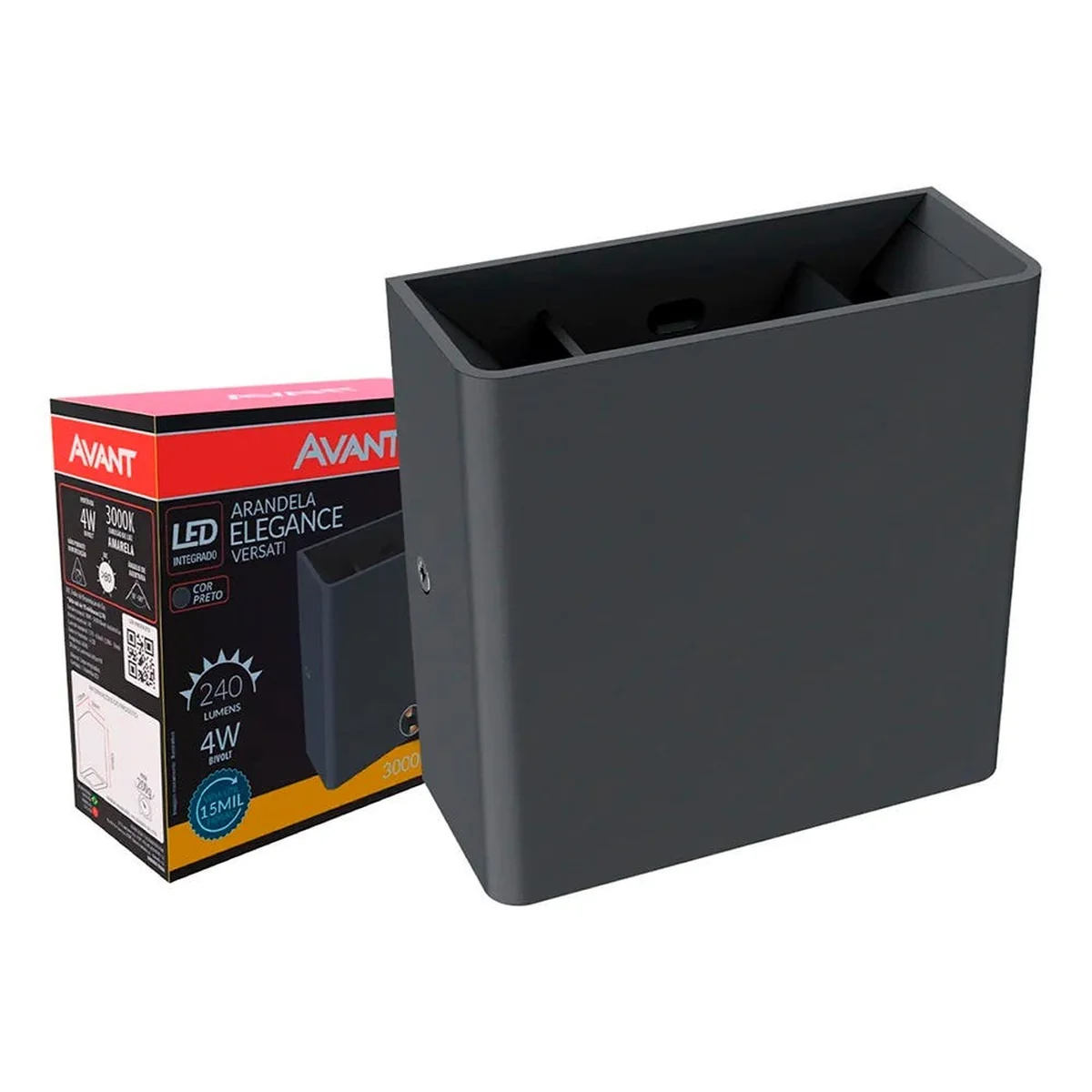 Arandela Versat Preto 4W 3000K Luz Amarela 2 Fachos Ajustavel Avant - imagem 1