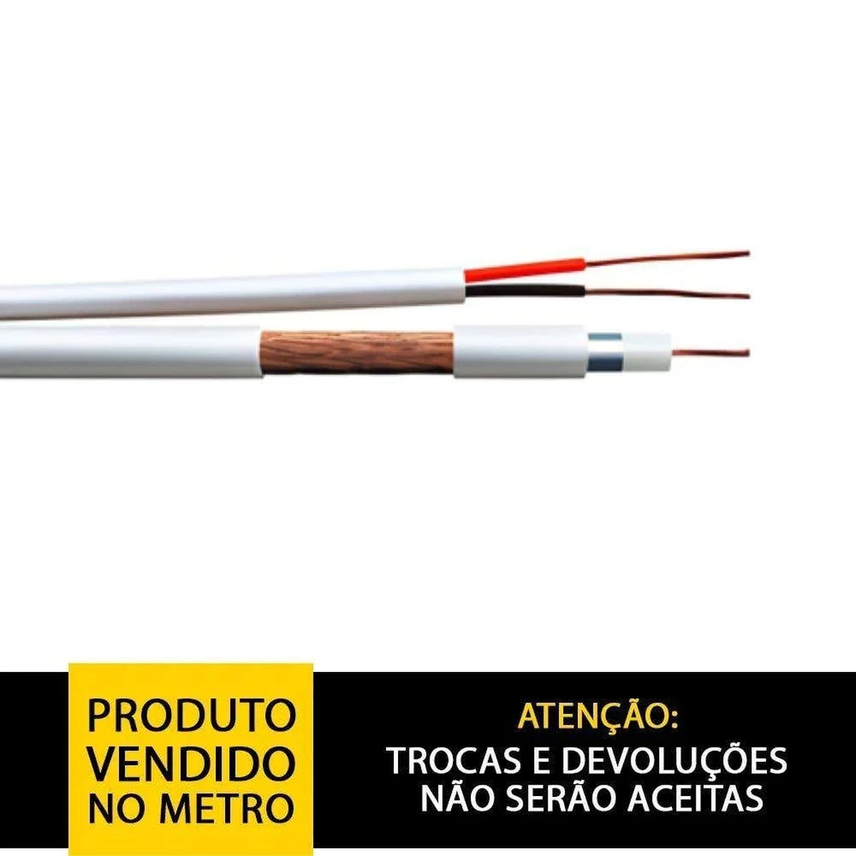 Cabo Coaxial 75 Ohms 4mm 2X26AWG Blindado Branco Condutti - imagem 1
