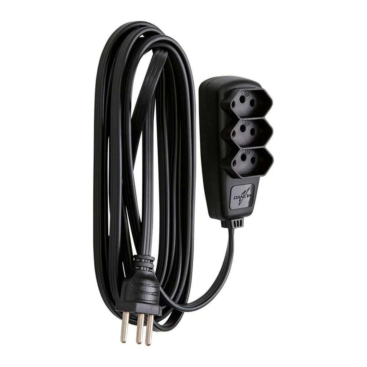 Extensão Elétrica PP 3 Tomadas 2P+T 10A 5 Metros Preta SORT DN1787 Daneva - imagem 1
