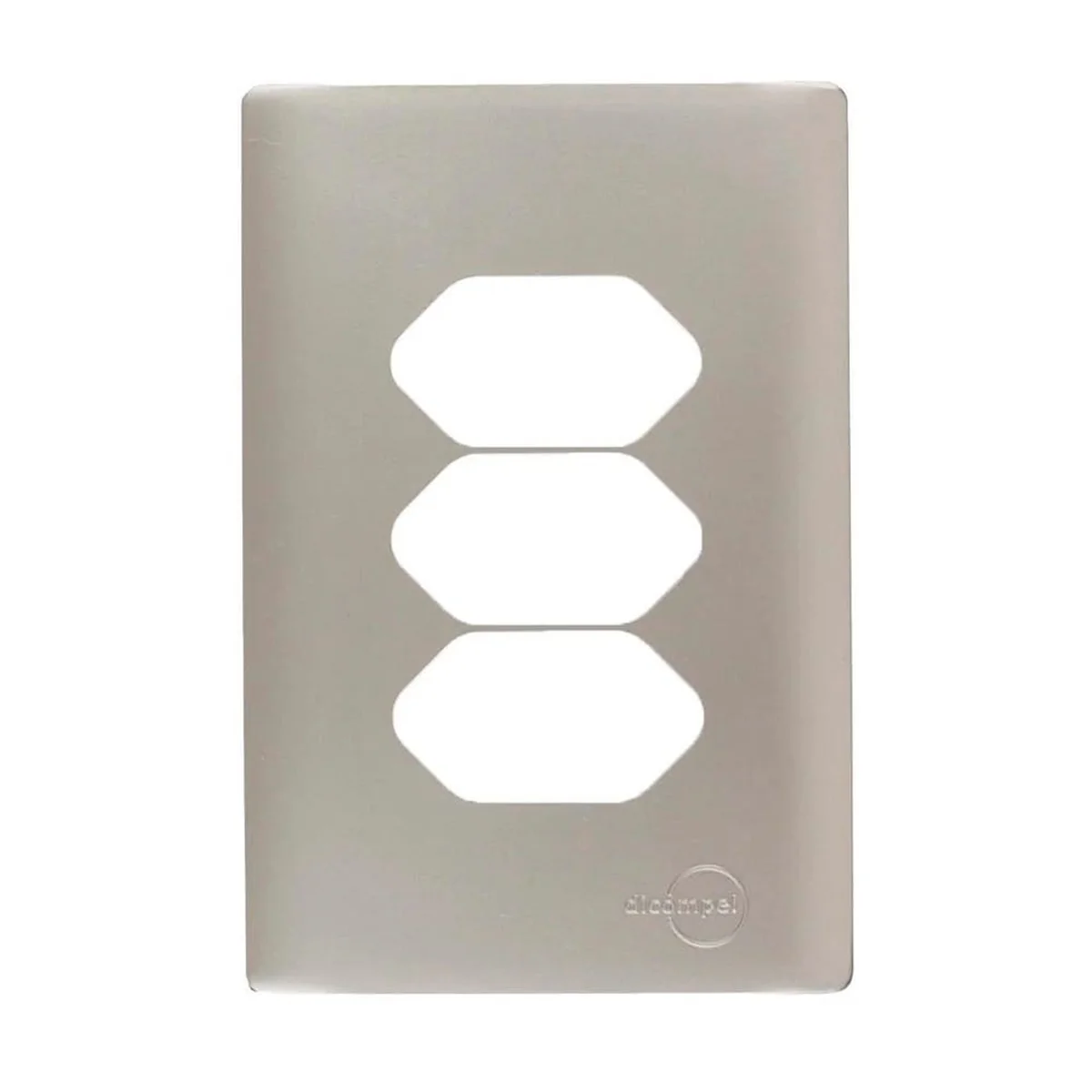 Placa Novara 2x4" P/3 Mód. Tomada Horizontal Aço AC1500149 Dicompel - imagem 1