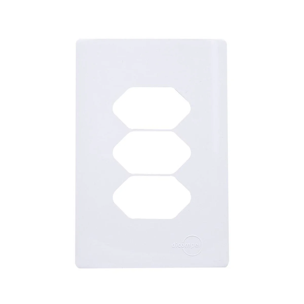 Placa Novara 2x4" P/3 Mód. Tomada Horizontal Branco DC1200149 Dicompel - imagem 1