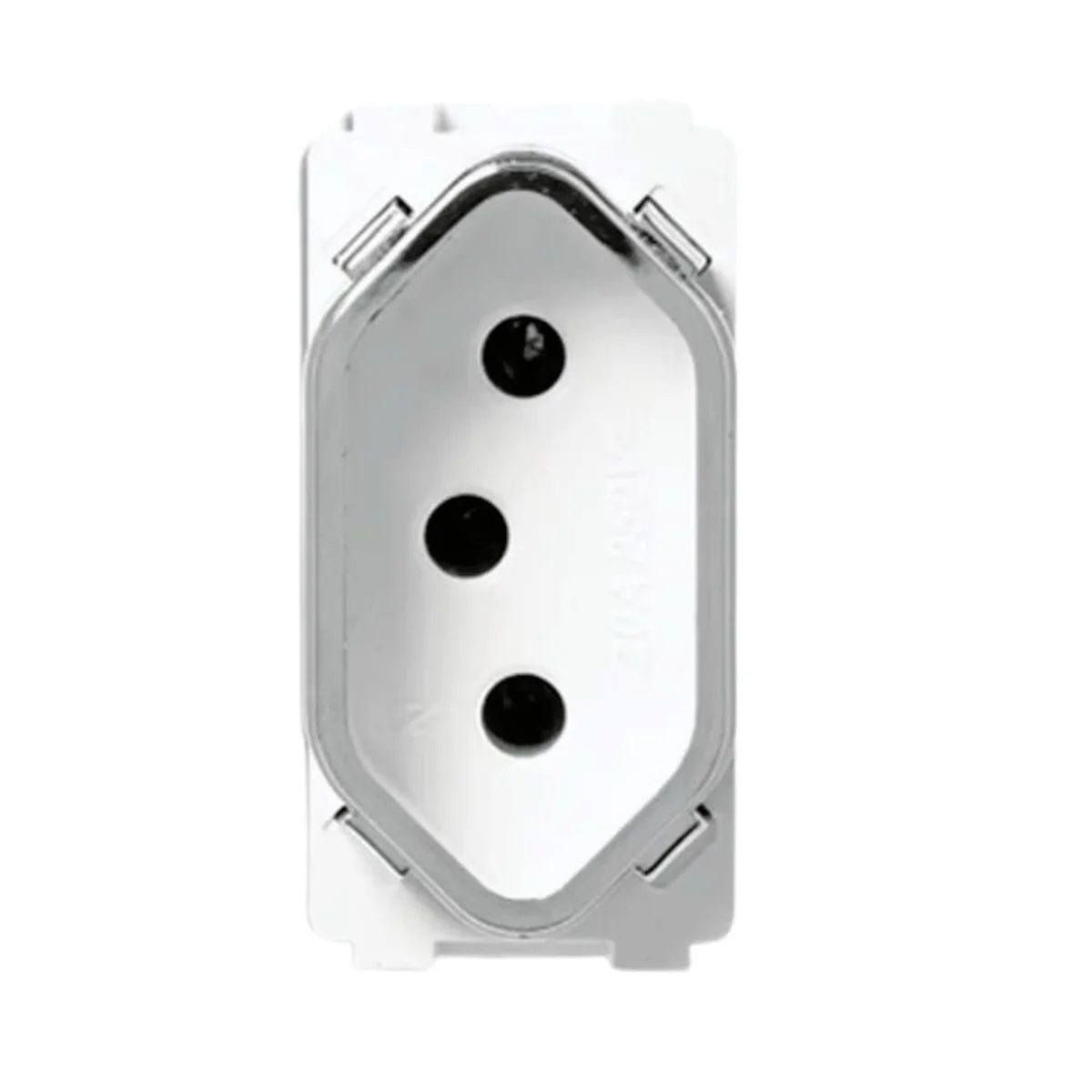 Módulo Tomada Novara 2P+T 10A Branco/Cromado S/Placa DC120038 Dicompel - imagem 1