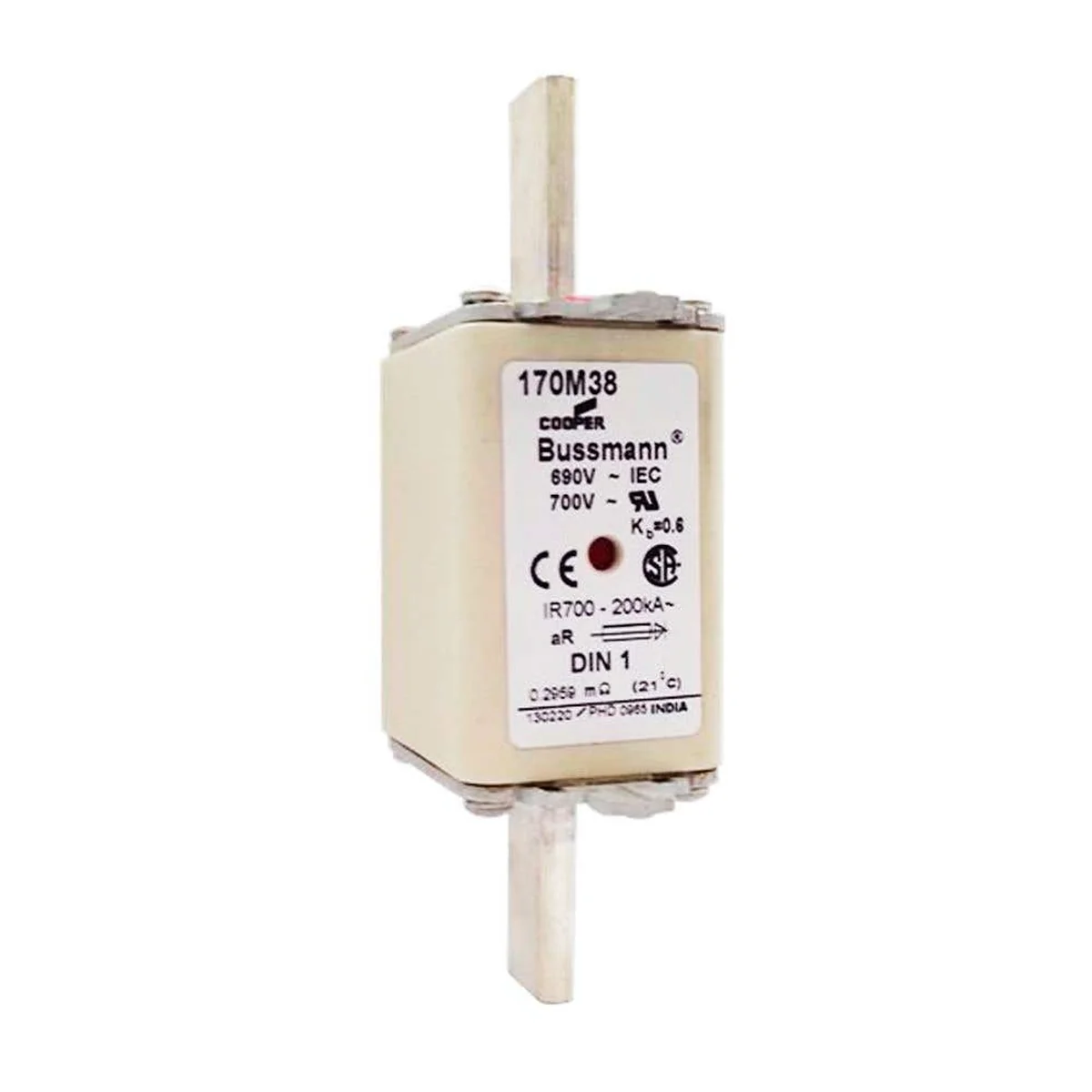 Fusível NH U.Rápido 80A 690V 200kA DIN 001 aR Faca 170M3811D Bussmann - imagem 1