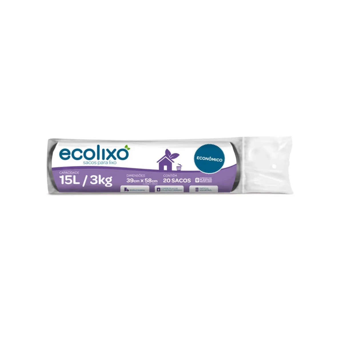 Saco de Lixo Preto 15L com 20 un Ecolixo - imagem 1