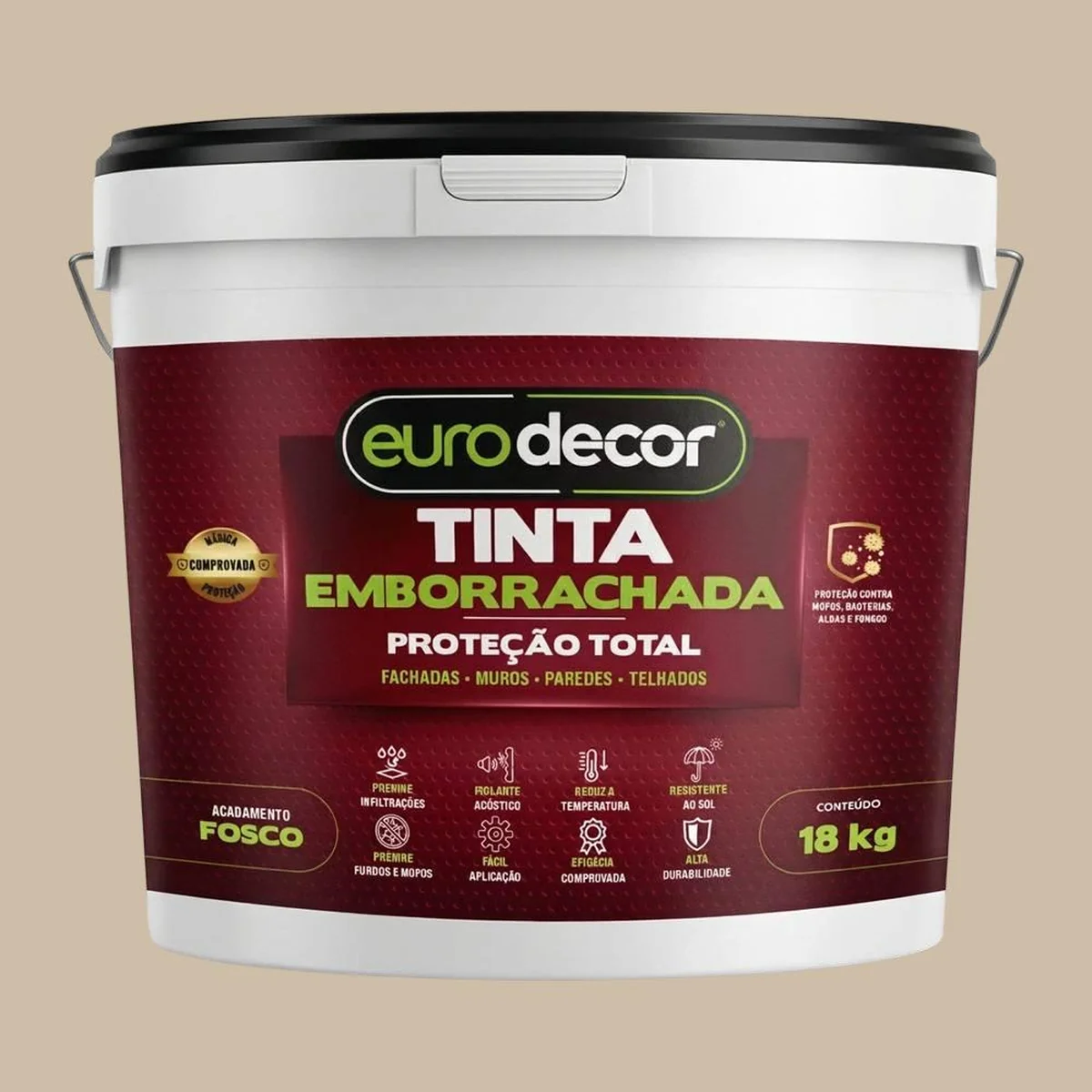 Tinta Acrílica Fosco Emborrachada 18Kg Eurodecor - imagem 1