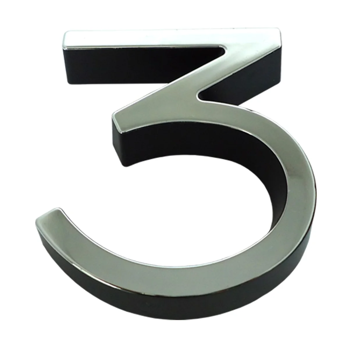 Número 3 Plástico Preto Cromado 4cm - imagem 1