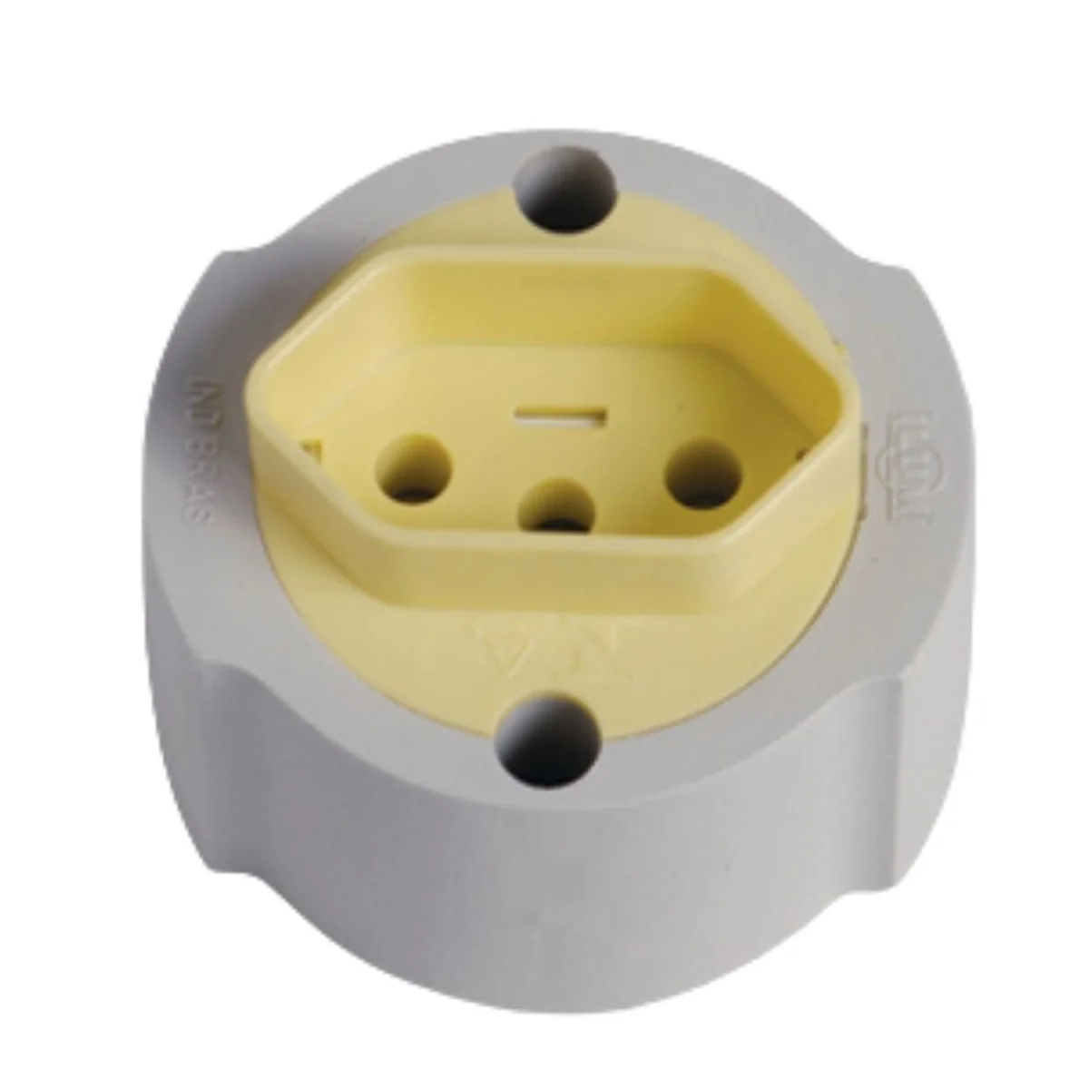 Conjunto de Sobrepor Tomada 2P+T 20A/250V Branco Redondo - imagem 1