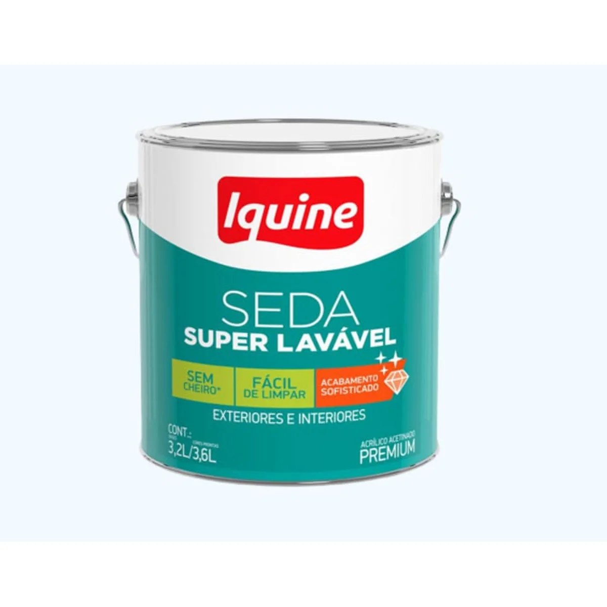 Tinta Premium Acrílica Acetinado Seda Branco Neve 3,6L Iquine - imagem 1