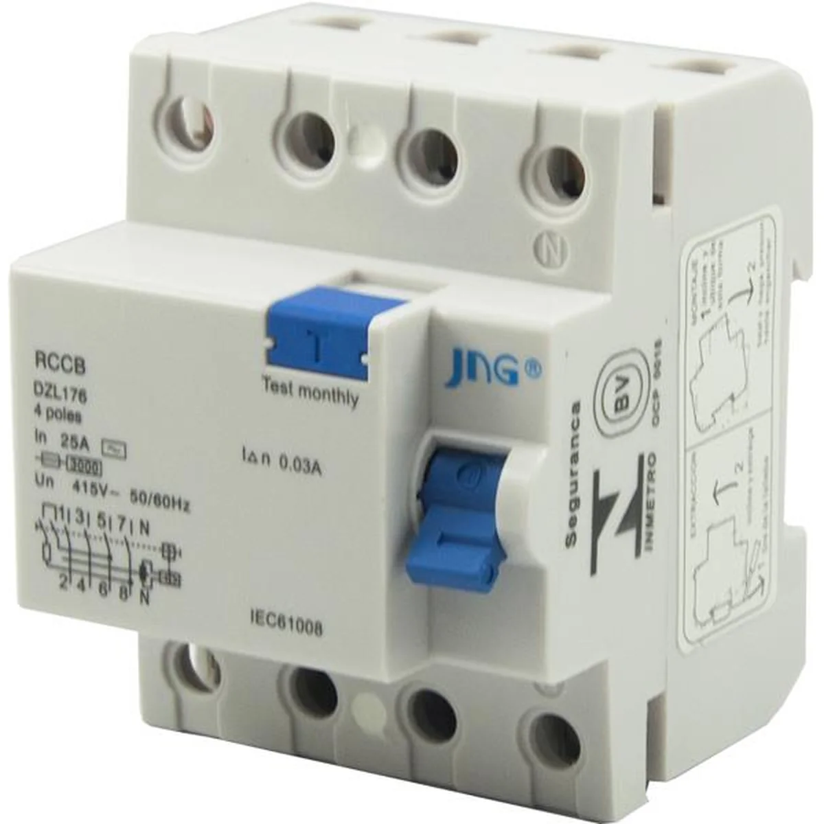Interruptor Diferencial DR Tetrapolar 25A 30mA Jng - imagem 1