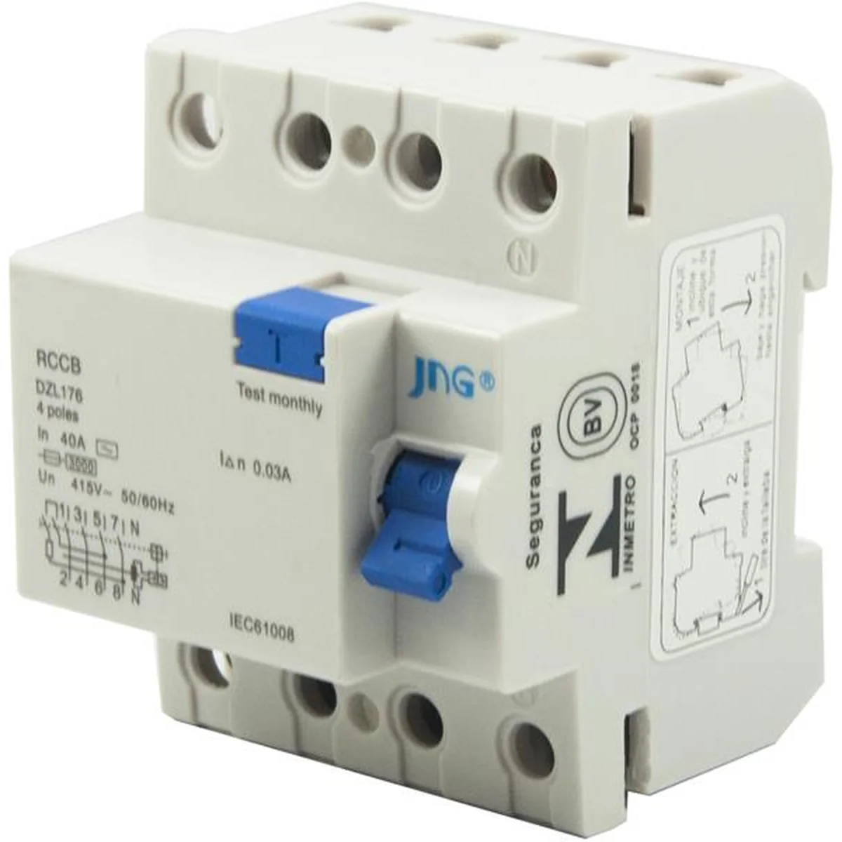 Interruptor Diferencial DR Tetrapolar 40A 30mA Jng - imagem 1