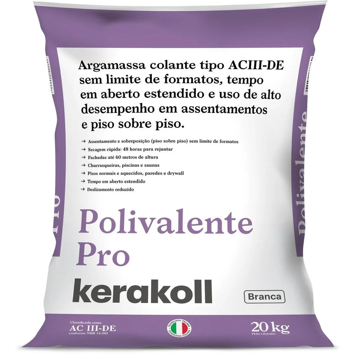 Argamassa Interna/Externa ACIII Polivalente Pro Branco 20kg Kerakoll - imagem 1