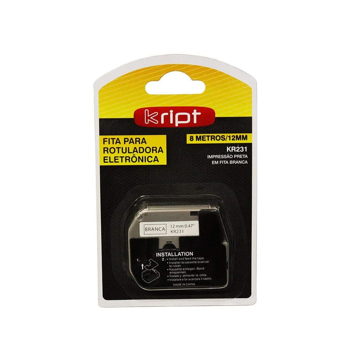 Fita Para Impressora Preta/Branca 12mmx8 Metros KR231 Kript - imagem 1