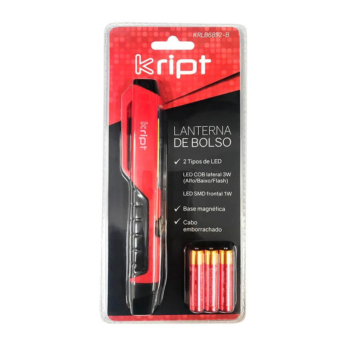 Lanterna De Bolso Com Imã Pilha 3AAA KRLB6892-B Kript - imagem 1
