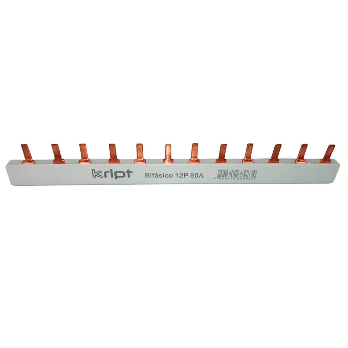 Kit Barramento Bifásico Para Disjuntor DIN 12 Polos 80A 13mm² Kript - imagem 1