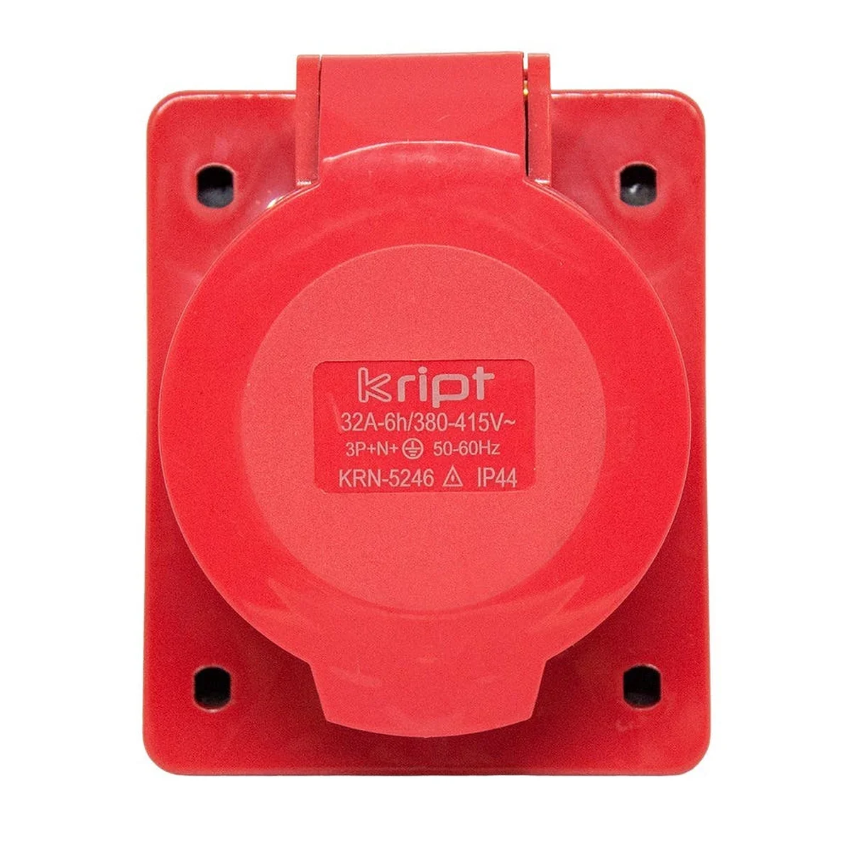 Tomada Embutir 4P+T 32A 380/415V 6 horas IP44 Cinza/Vermelho KRN-5246 Kript - imagem 1