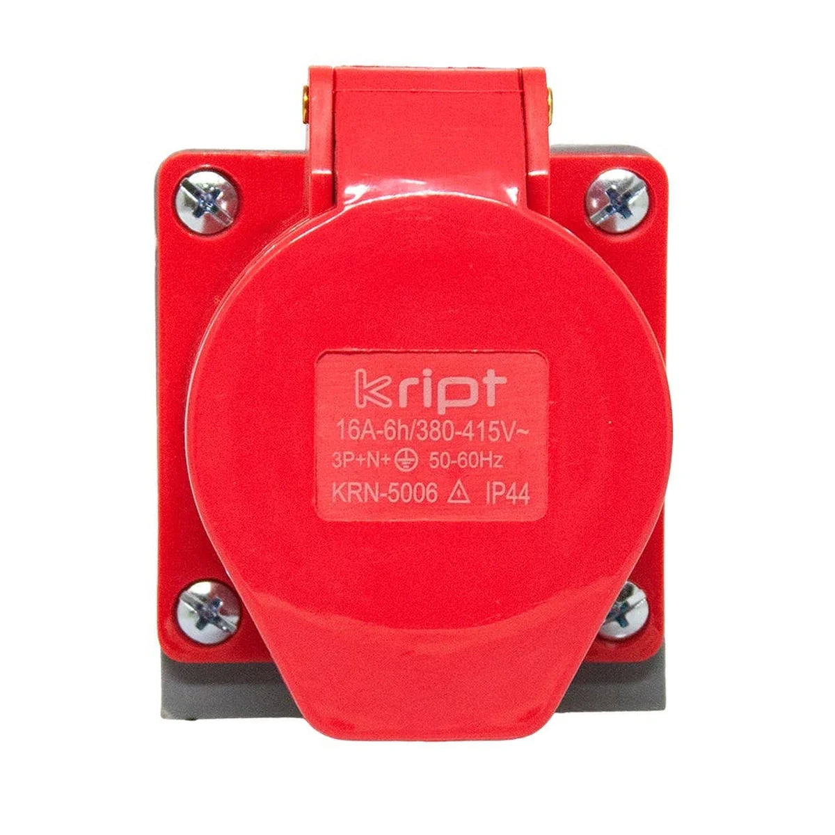Tomada Sobrepor 4P+T 16A 380/415V 6 horas IP67 Cinza/Vermelho KRN-5006 Kript - imagem 1