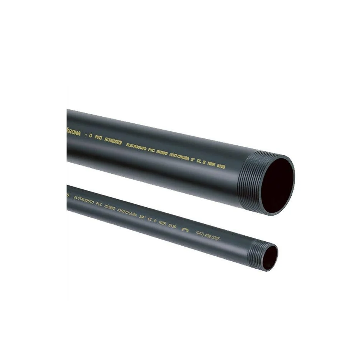 Eletroduto PVC Preto Antichamas Com Rosca de 1/2" 3 Metros Krona - imagem 1