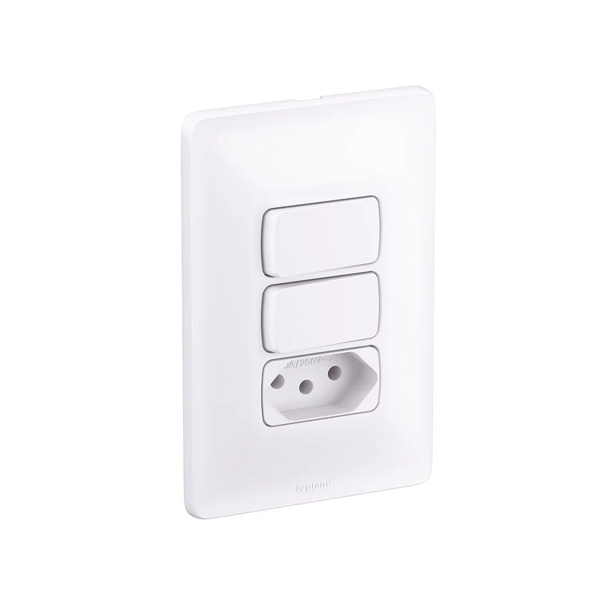 Conjunto Duplo Interruptor Simples+Tomada 2P+T 10A Zeffia 680113 Legrand - imagem 1