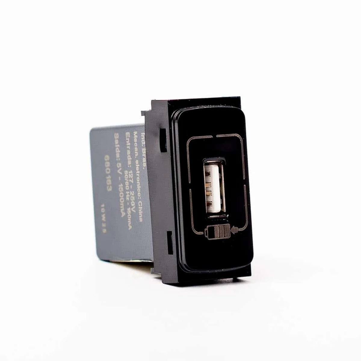 Módulo Tomada Zeffia USB 1,5A Preto 680163PT Legrand - imagem 1