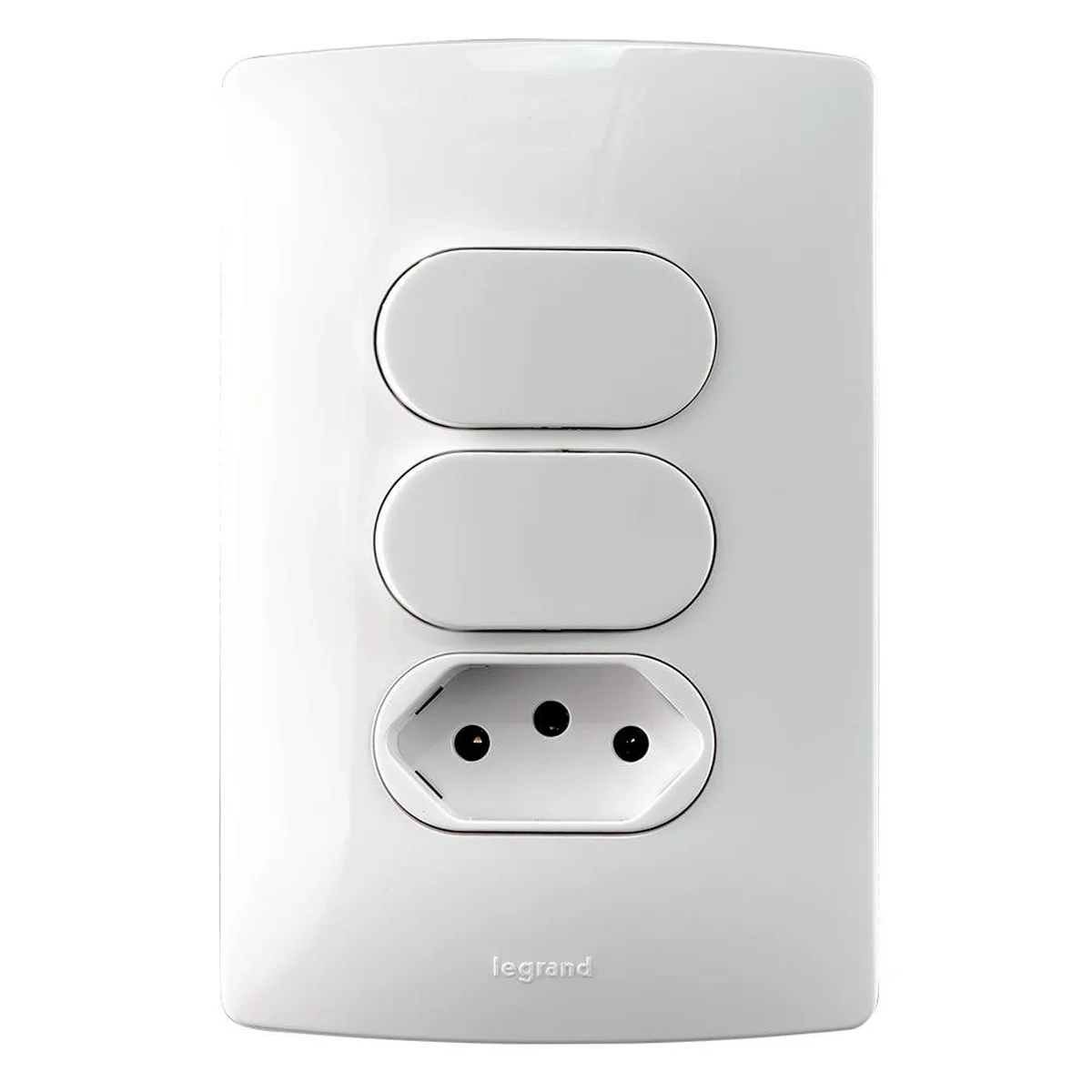 Conj. Interr. Duplo Simples+Tom. 2P+T 10A Branco Viva PVC7102BC Legrand - imagem 1