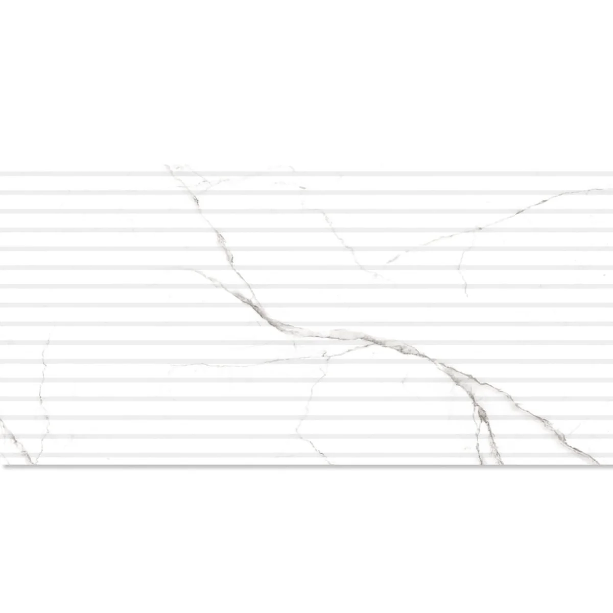 Piso Ripado Marmo Lux Retificado Polido Branco 62x119cm 2,93m2 - imagem 1
