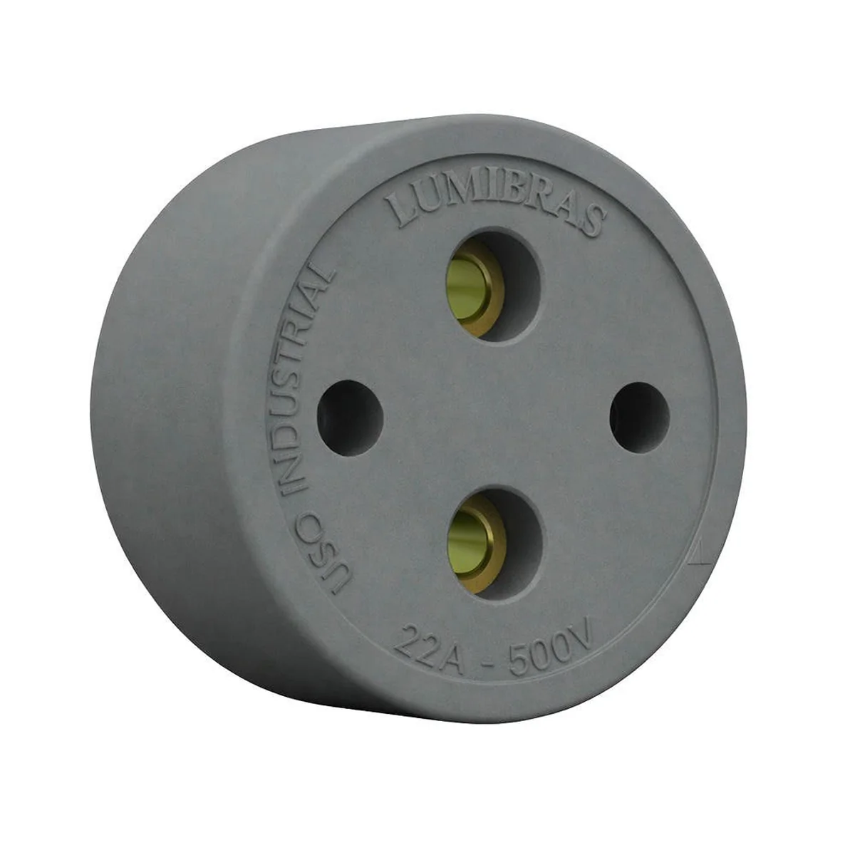 Tomada PVC Sobrepor 500V 2 Pinos 22A Cinza 022E.1 Lumibras - imagem 1