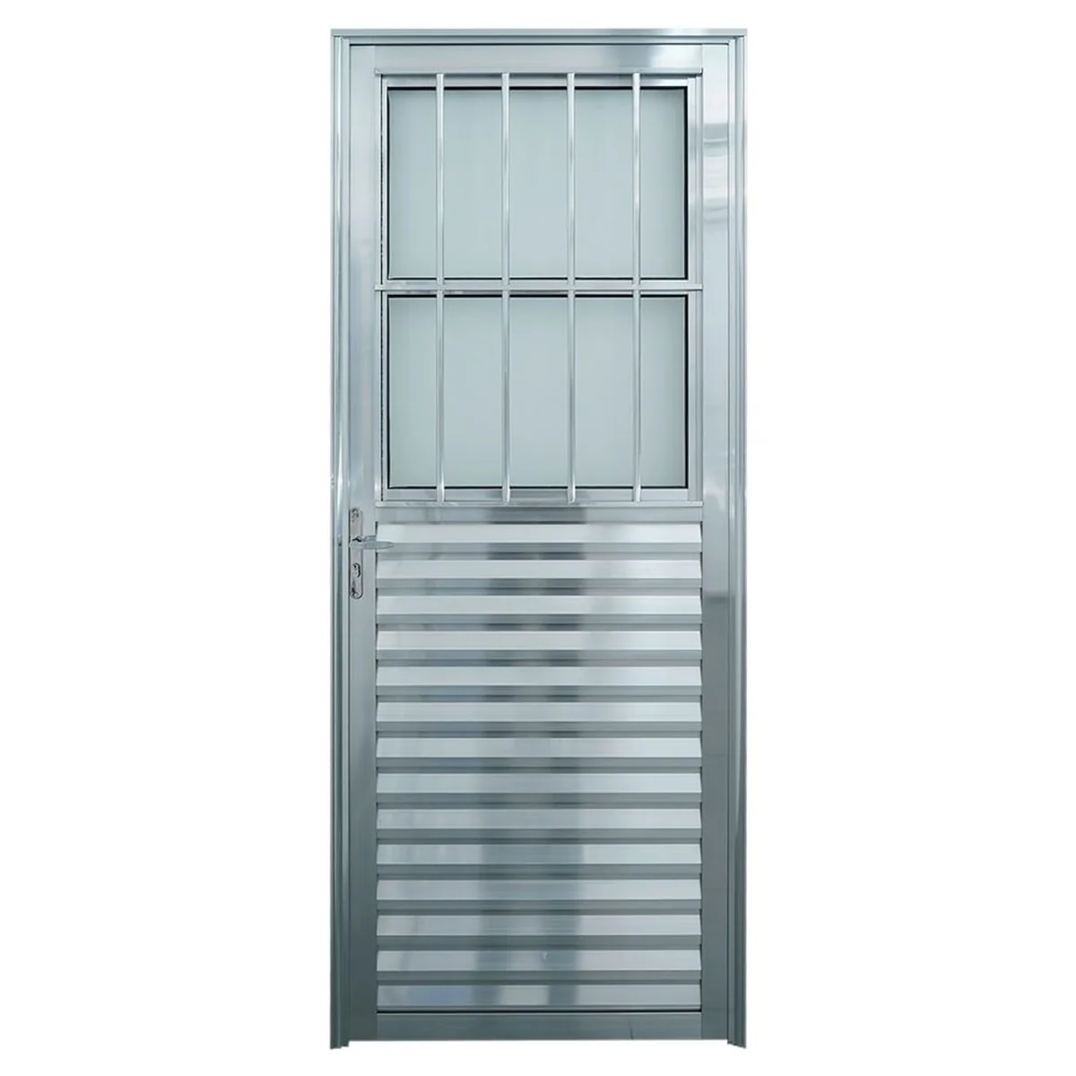 Porta Postigo Alumínio Brilhante Vidro Boreal 210x80cm Lux - imagem 1