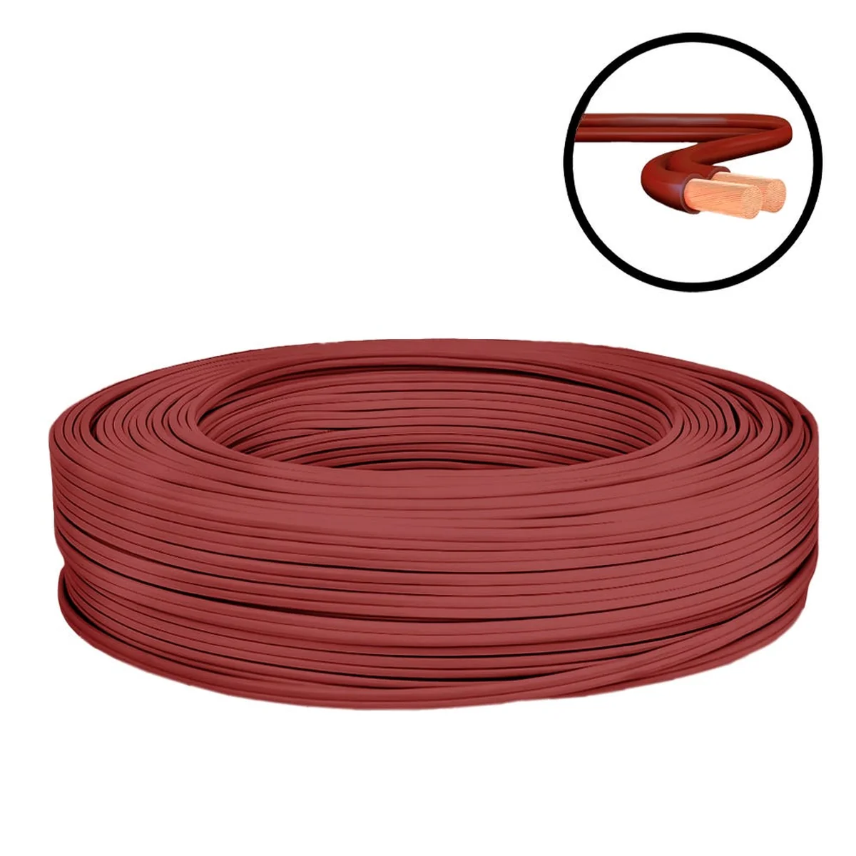 Rolo 100 Metros Cordão Paralelo 300V 2x0,75mm² Marrom - imagem 1