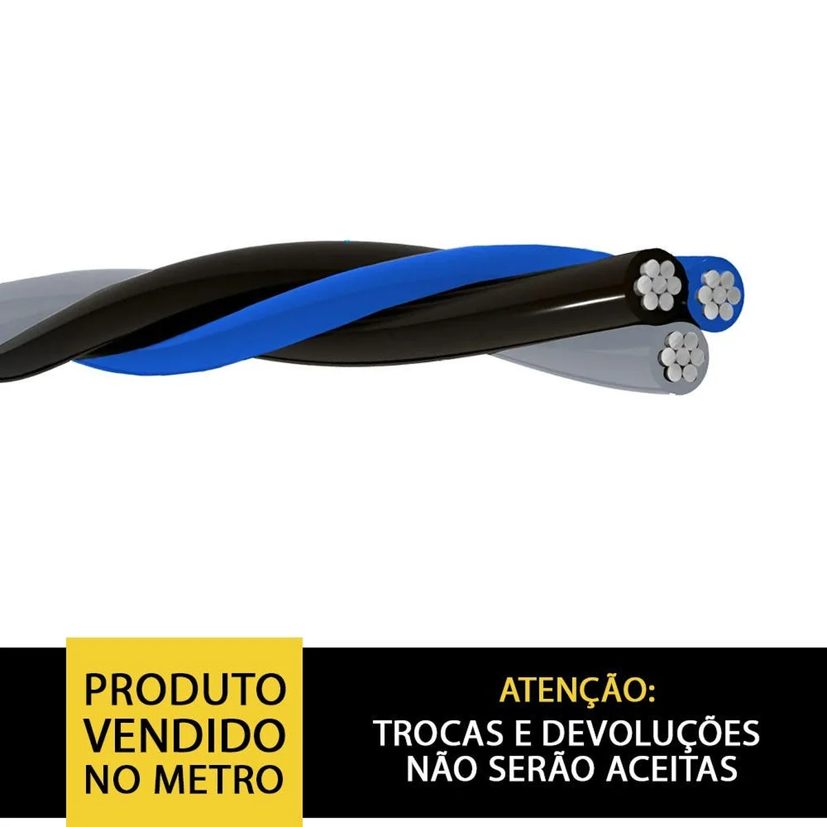Cabo 1kV Triplex 2x25+25mm² PE Neutro Isolado ABNT (Vendido no metro) - imagem 1