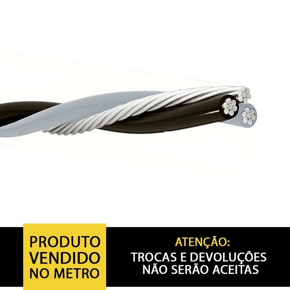 Cabo 1kV Triplex 2x50+50mm² XLPE Neutro Nu ABNT (Vendido no metro) - imagem 1