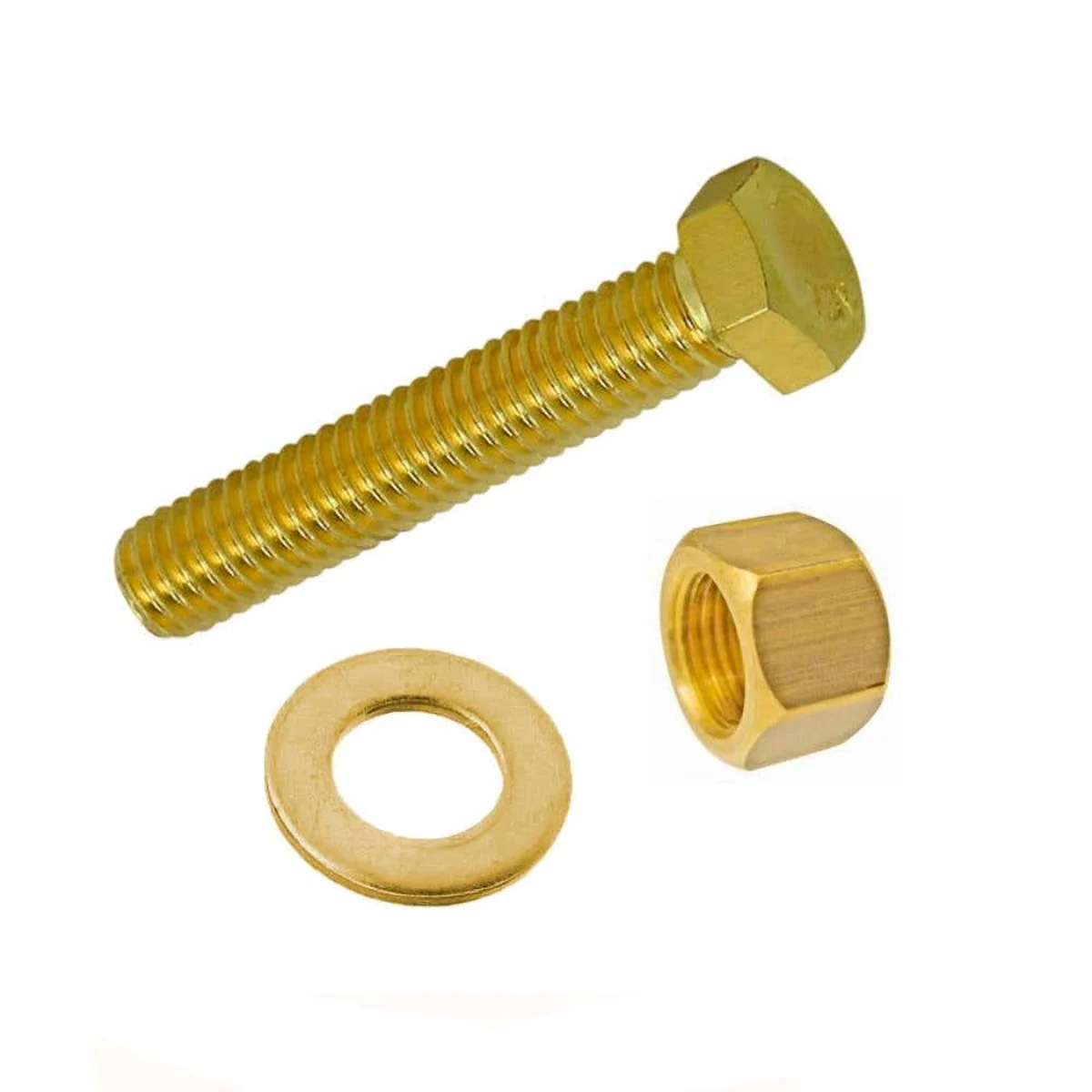 Kit Parafuso Latão 1/4x1.1/2"  Cabeça Sextavada - imagem 1