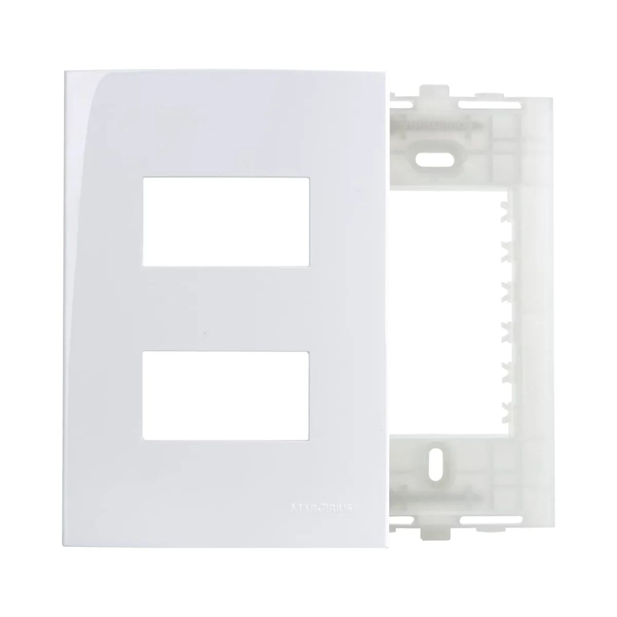Placa 2 Postos 4x2 com Suporte Branca Sleek - imagem 1