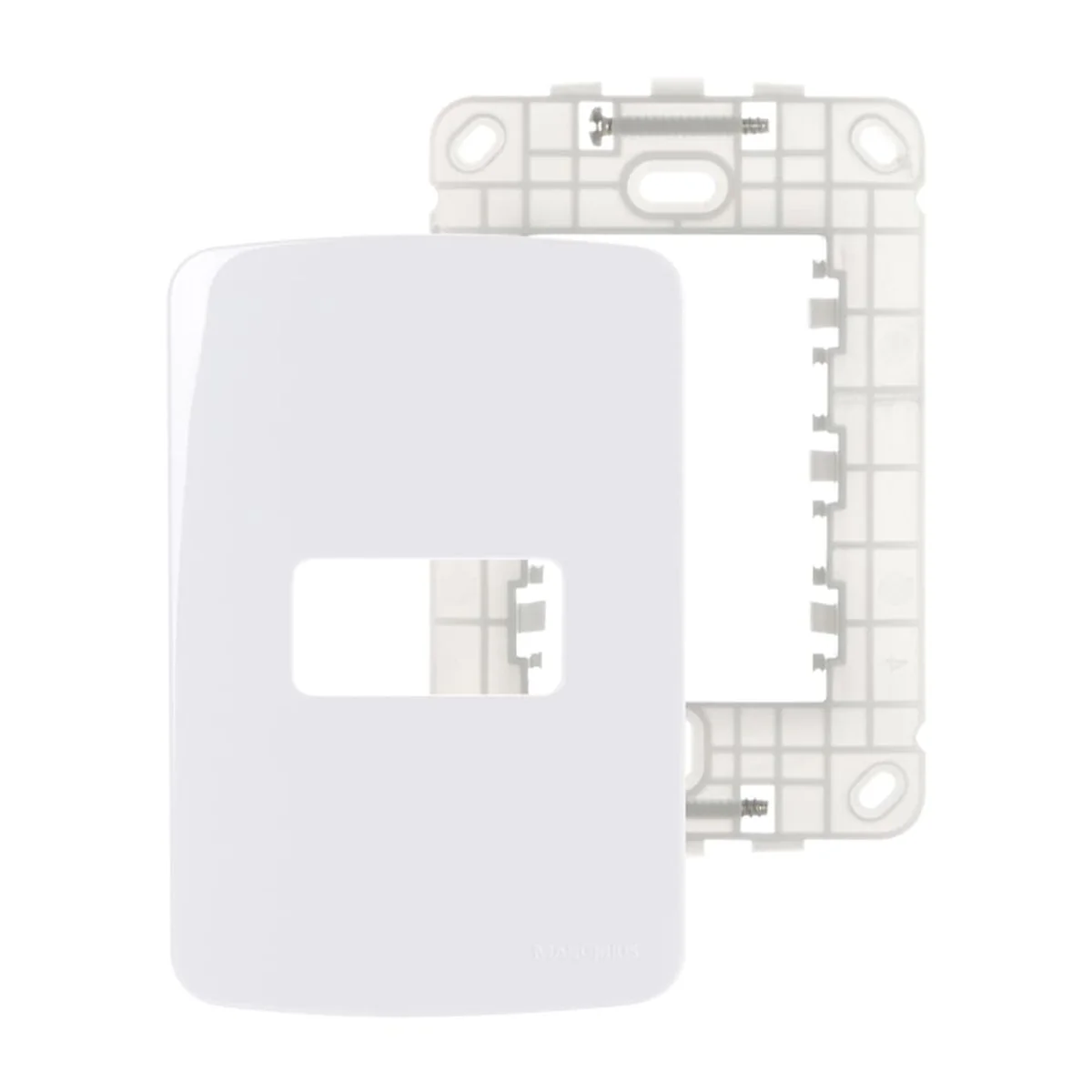 Placa 1 Posto 4x2 com Suporte Branca Linha B3 - imagem 1