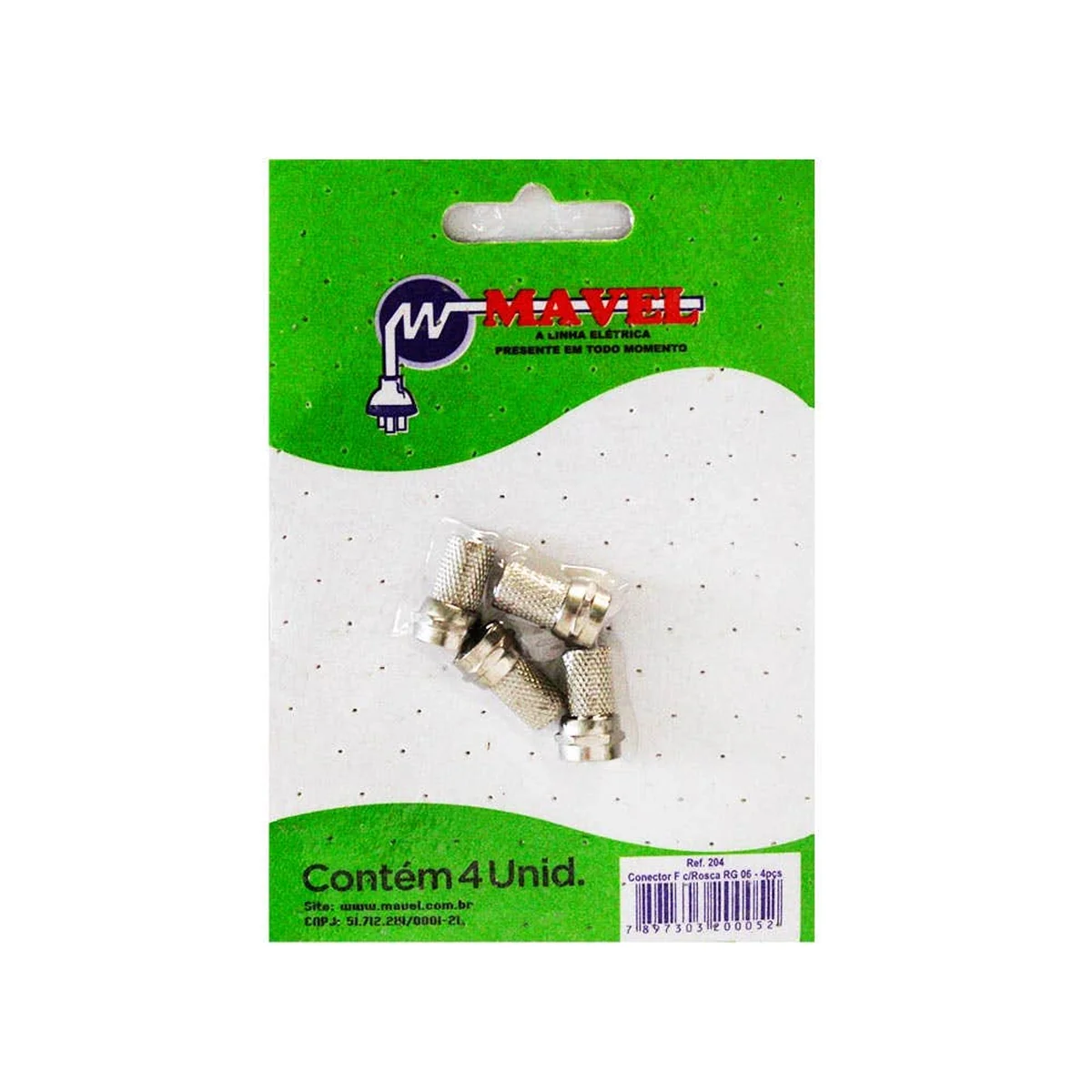 Conector F Rosca RG6 75 Ohms Com 4 Unidades 204 Mavel - imagem 1