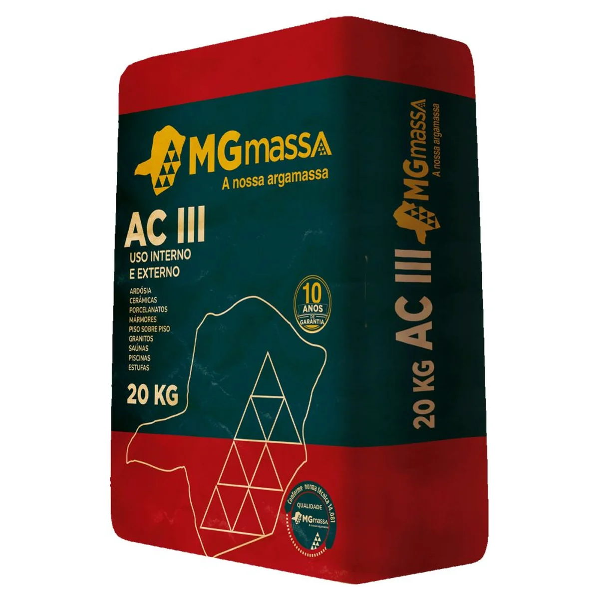 Argamassa Interna/Externa AC3 Cinza 20kg Mgmassa - imagem 1