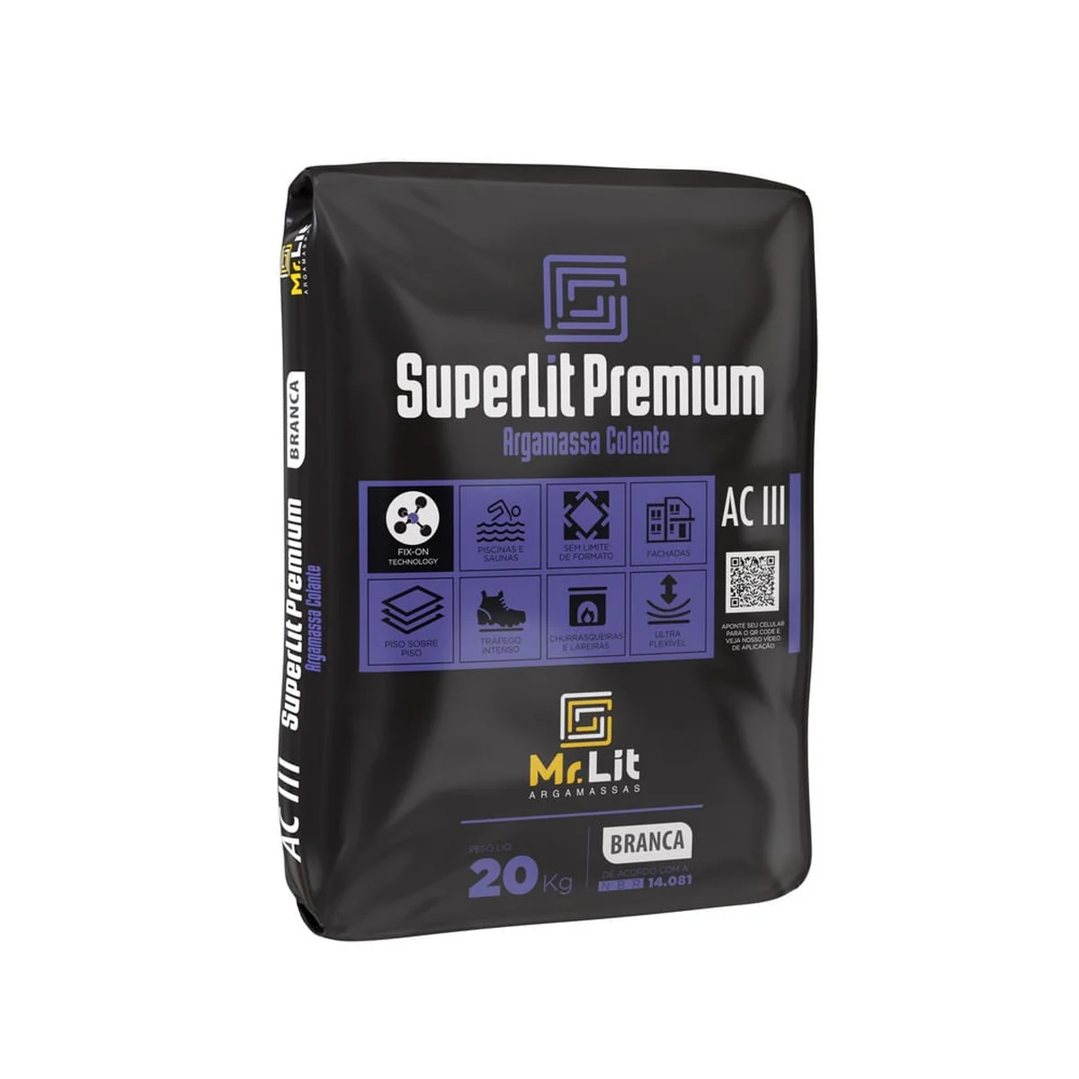 Argamassa Externa ACIII Superlit Premium Branco 20kg Mr. Lit - imagem 1