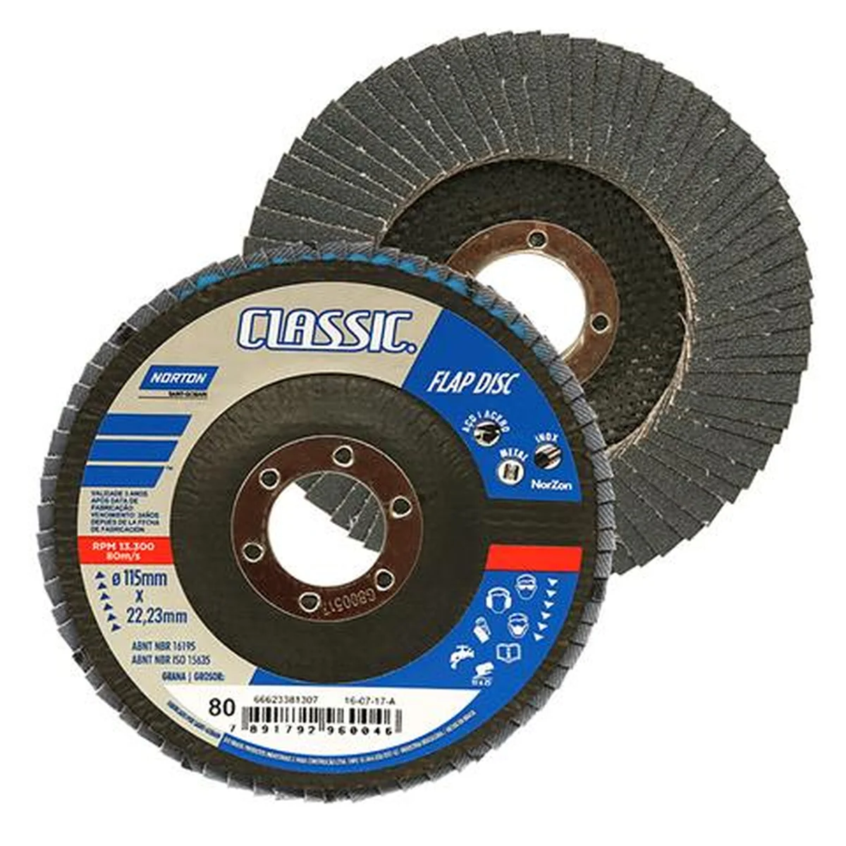 Disco Flap 4.1/2" 115x22mm Grão 80 Norton - imagem 1