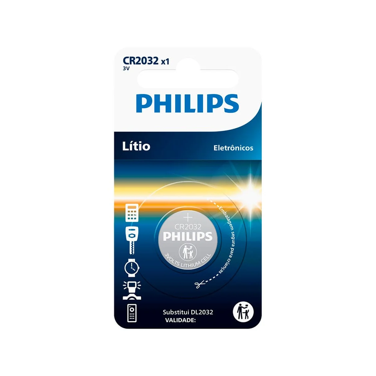Bateria Lítio 3V Botão Minicells CR2032 Philips - imagem 1