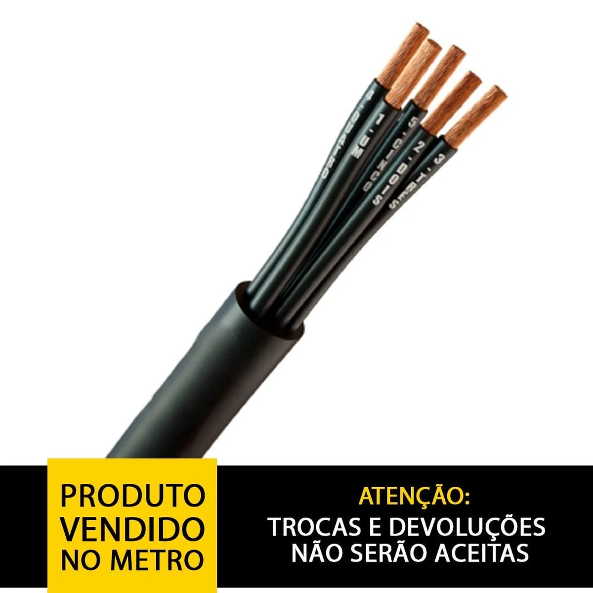 Cabo Controle 5x2,5mm² 1kV PVC Sem Blindagem Poliron - imagem 1
