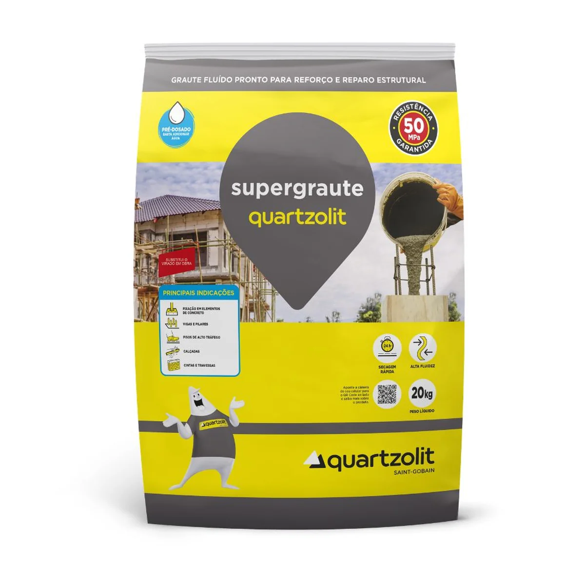 Graute 50 MPa Supergraute 20Kg Quartzolit - imagem 1