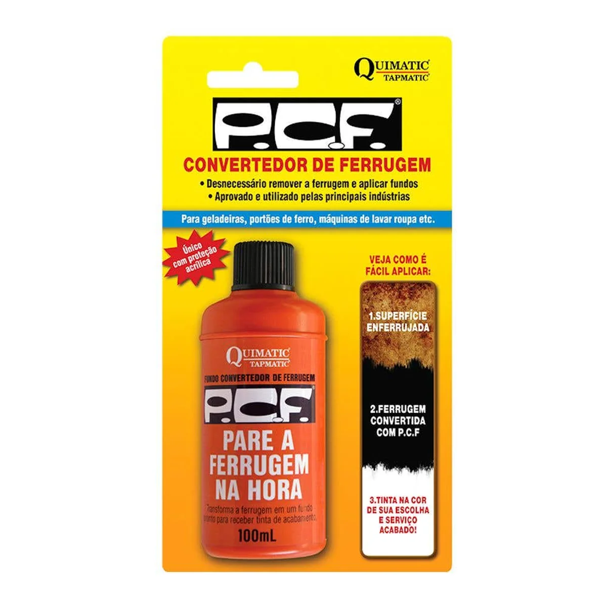 Convertedor Ferrugem PCF Embalagem Com 100ml Quimatic - imagem 1