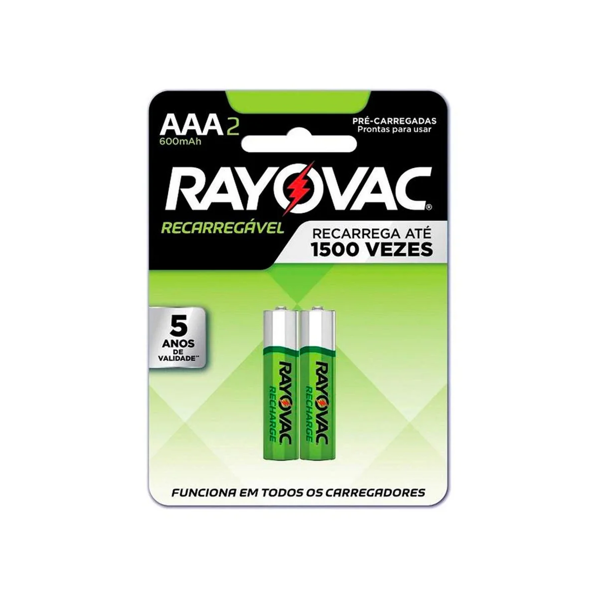 Pilha Recarregável Palito AAA 600mAh 2 Peças 55902 Rayovac - imagem 1