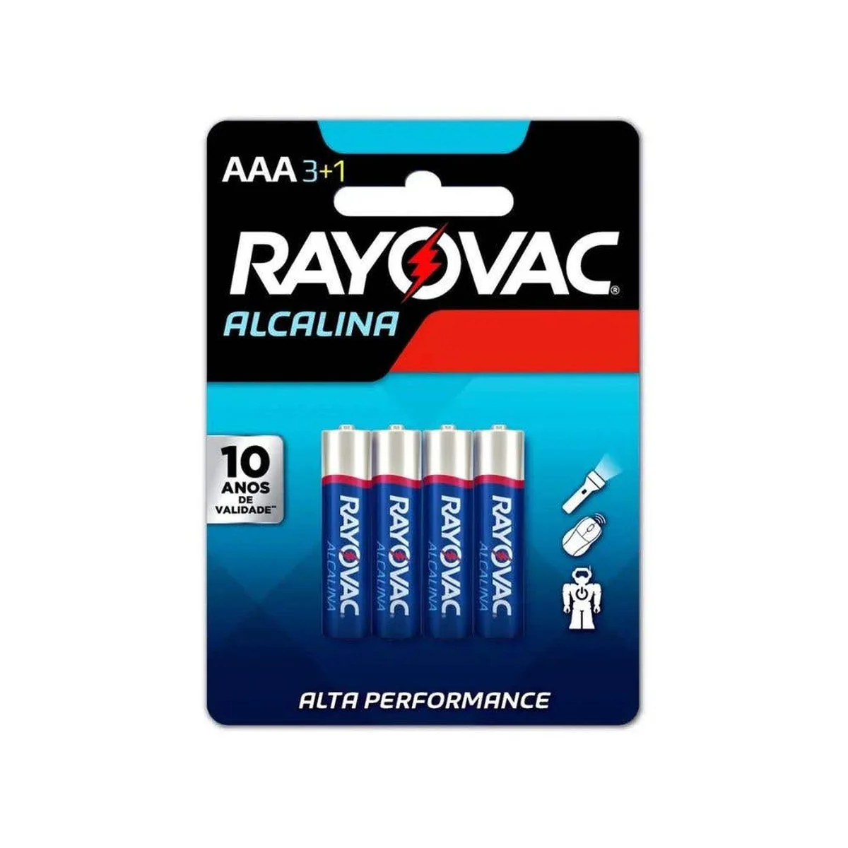 Pilha Alcalina 1,5V Palito AAA 4 Peças Rayovac - imagem 1