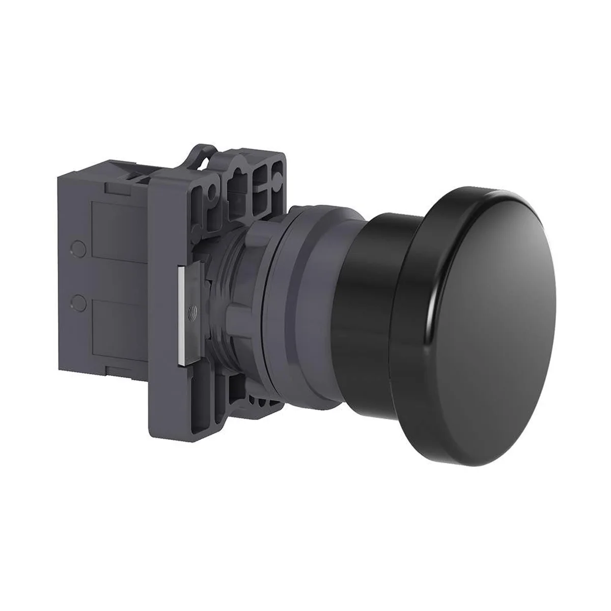 Botão 22mm Plástico Retorno Mola Cogumelo Preto 1NA XA2EC21 Schneider - imagem 1