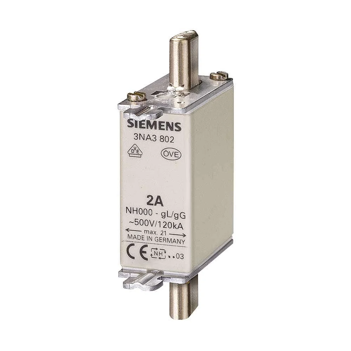 Fusível NH Retardado 6A 500V 120kA 000 3NA3801 Siemens - imagem 1