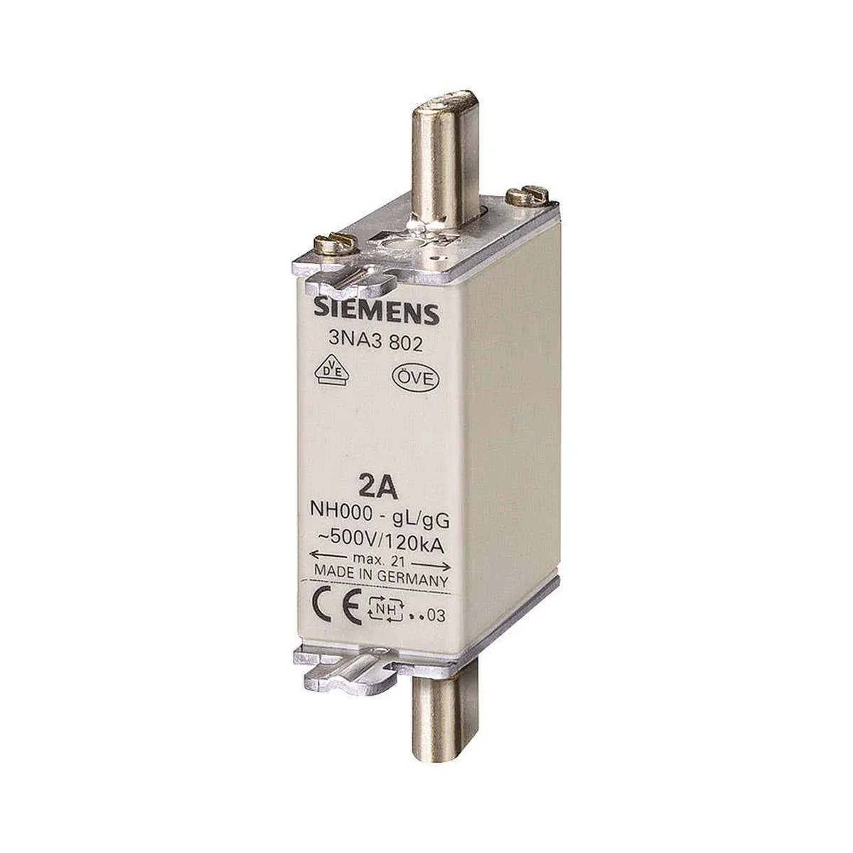 Fusível NH Retardado 10A 500V 120kA 000 3NA3803 Siemens - imagem 1
