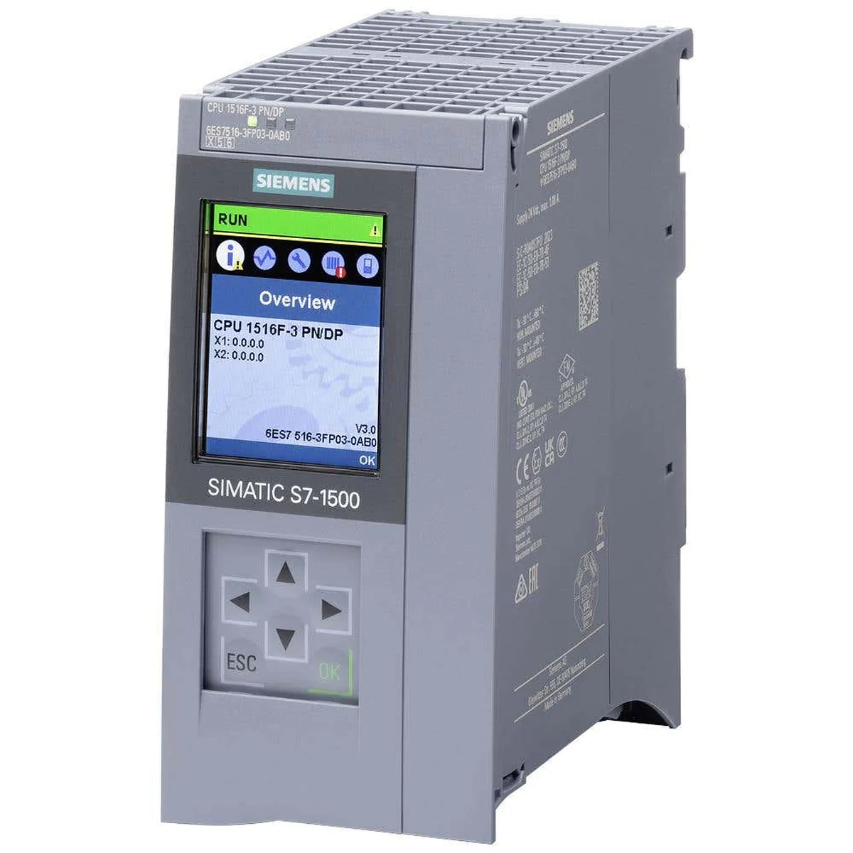 CPU 1516F-3 Profinet/DP S7-1500F 3MB 6ES75163FP030AB Siemens - imagem 1